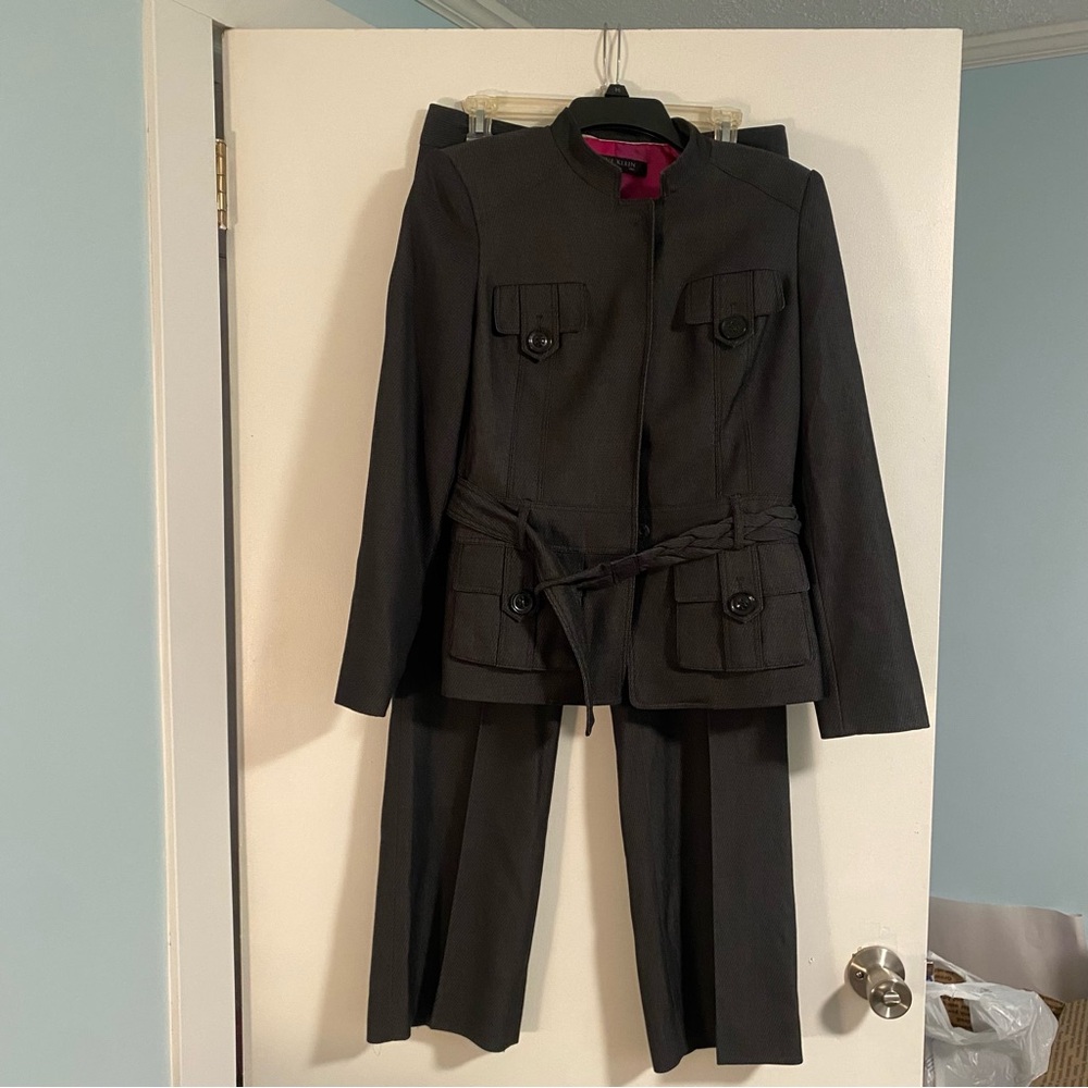 Anne Klein Suit 2 Piece Set Pant Suit Charcoal Gray Women’s Sz 6 Business Preppy